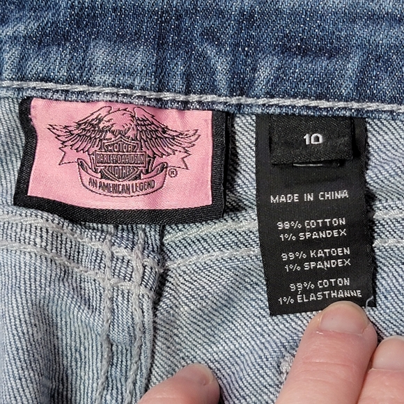 HARLEY-DAVIDSON ♡ Sweet Pink Accent Embellished Bling HARLEY Blue Jeans 10 - Picture 16 of 16